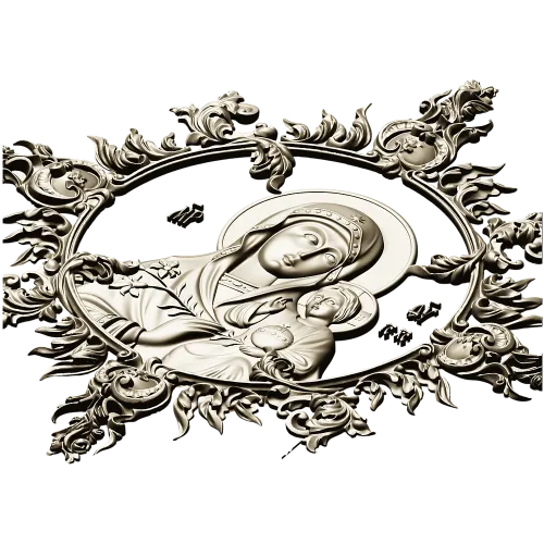 Unfading Flower - Theotokos high-relief 3D STL for CNC