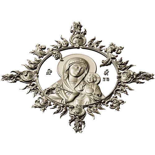 Unfading Flower - Theotokos high-relief 3D STL for CNC