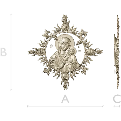 Unfading Flower - Theotokos high-relief 3D STL for CNC