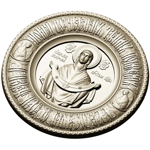 Pokrov - Protection of the Mother of God Medallion STL 3D Model for CNC