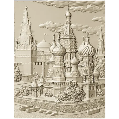 Pokrovsky Cathedral bas-relief STL model for CNC milling