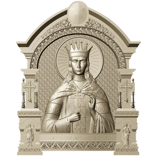 Saint Catherine Icon 3D STL for CNC