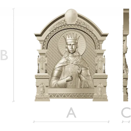 Saint Catherine Icon 3D STL for CNC