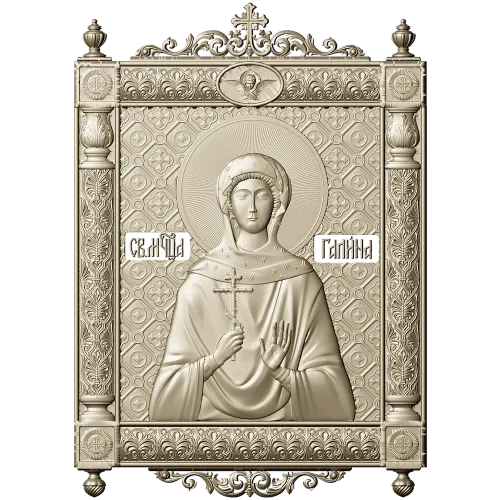 Saint Galina icon STL for CNC - high-relief religious panel