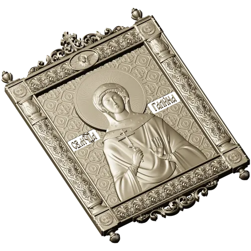 Saint Galina icon STL for CNC - high-relief religious panel
