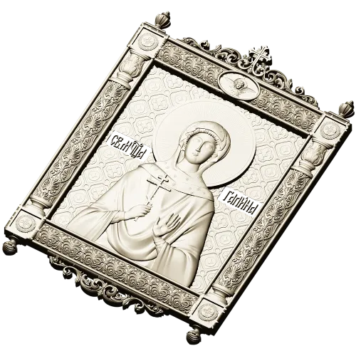 Saint Galina icon STL for CNC - high-relief religious panel