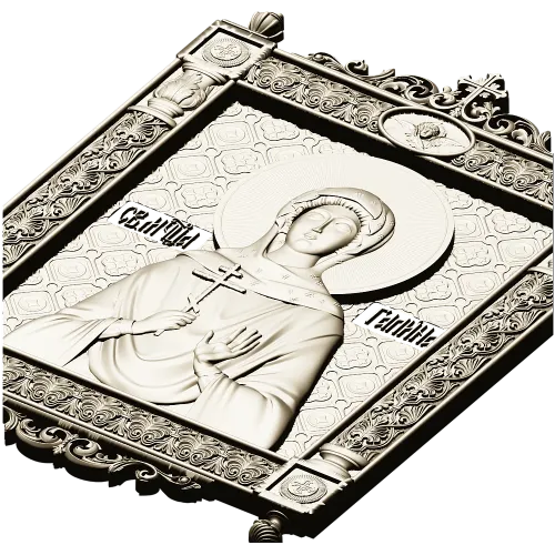 Saint Galina icon STL for CNC - high-relief religious panel