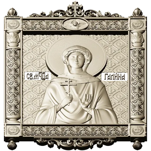 Saint Galina icon STL for CNC - high-relief religious panel