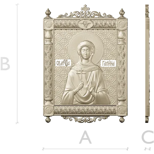 Saint Galina icon STL for CNC - high-relief religious panel