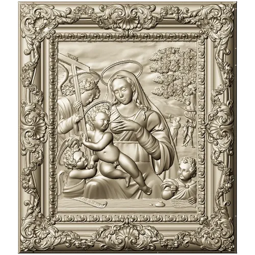 Holy Madonna - detailed STL 3D model for CNC relief carving