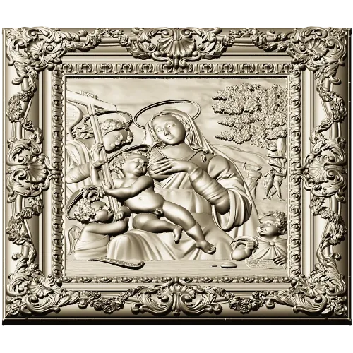 Holy Madonna - detailed STL 3D model for CNC relief carving