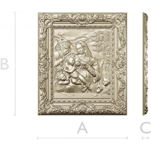 Holy Madonna - detailed STL 3D model for CNC relief carving