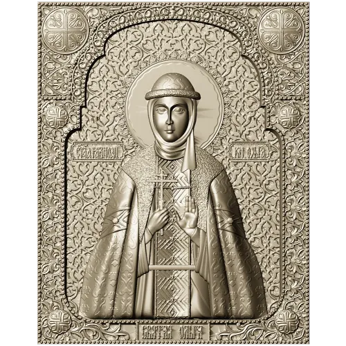 Saint Olga icon panel - 3D STL model for CNC milling