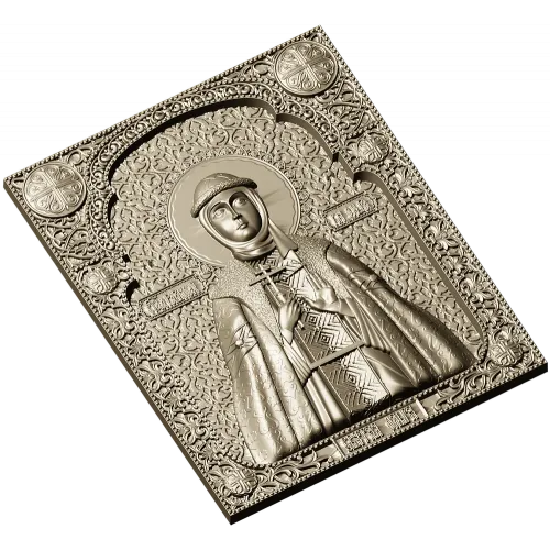Saint Olga icon panel - 3D STL model for CNC milling
