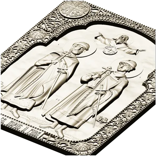 Saints Boris and Gleb - high relief icon STL for CNC