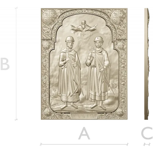 Saints Boris and Gleb - high relief icon STL for CNC