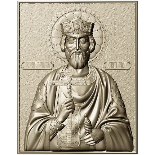 Orthodox bas-relief crowned prince icon STL for CNC