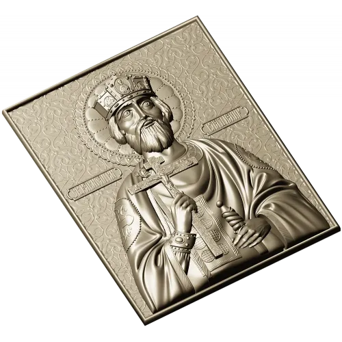 Orthodox bas-relief crowned prince icon STL for CNC