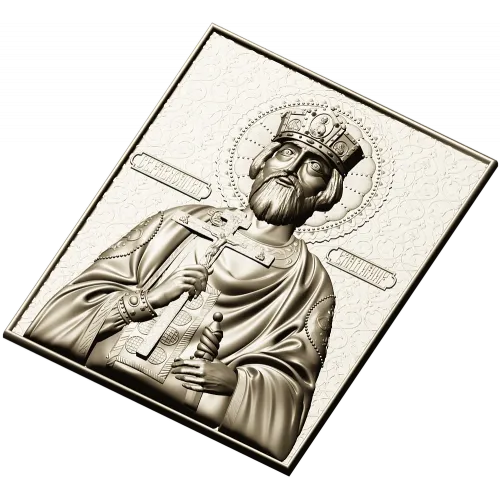 Orthodox bas-relief crowned prince icon STL for CNC
