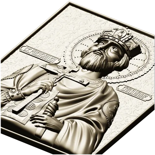 Orthodox bas-relief crowned prince icon STL for CNC