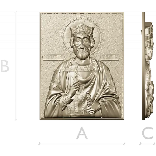 Orthodox bas-relief crowned prince icon STL for CNC
