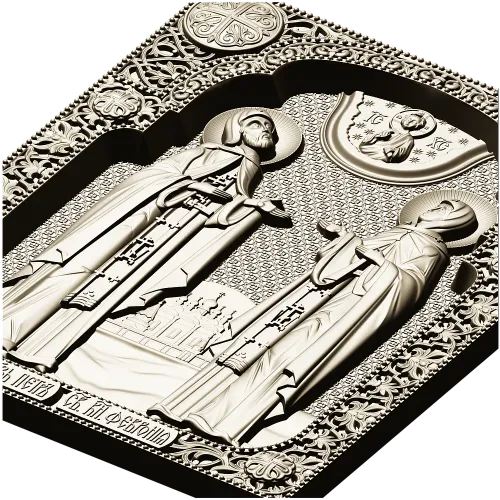 Saints Peter and Fevronia icon relief STL for CNC