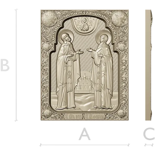 Saints Peter and Fevronia icon relief STL for CNC