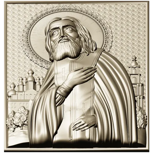 Saint Seraphim of Sarov - high-relief STL icon