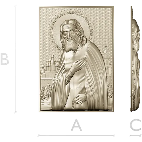 Saint Seraphim of Sarov - high-relief STL icon