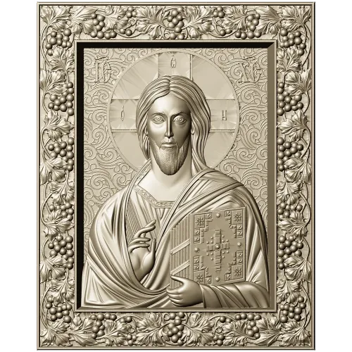 Spas Vsedergitel (Christ Pantocrator) - High-Relief STL Icon
