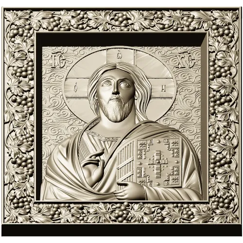 Spas Vsedergitel (Christ Pantocrator) - High-Relief STL Icon