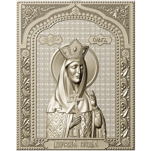 Saint Olga icon relief - STL model for CNC carving