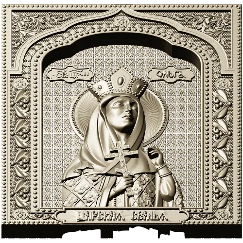 Saint Olga icon relief - STL model for CNC carving