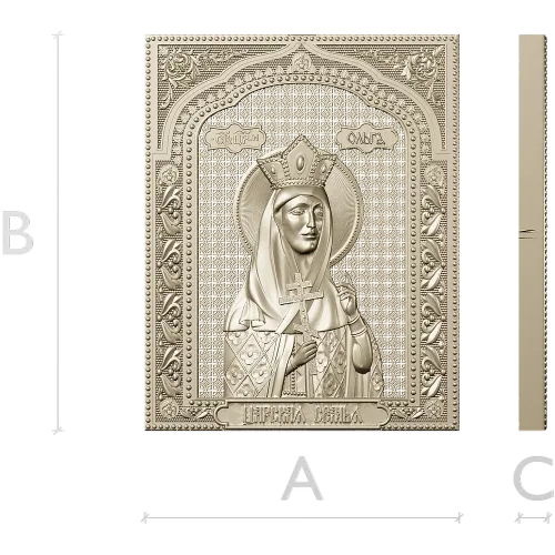 Saint Olga icon relief - STL model for CNC carving