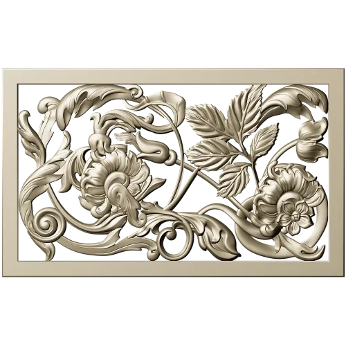 Ornamental Floral Grille STL for CNC
