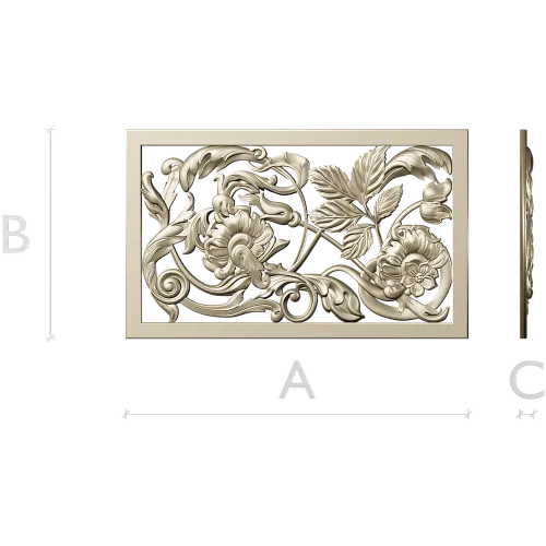 Ornamental Floral Grille STL for CNC