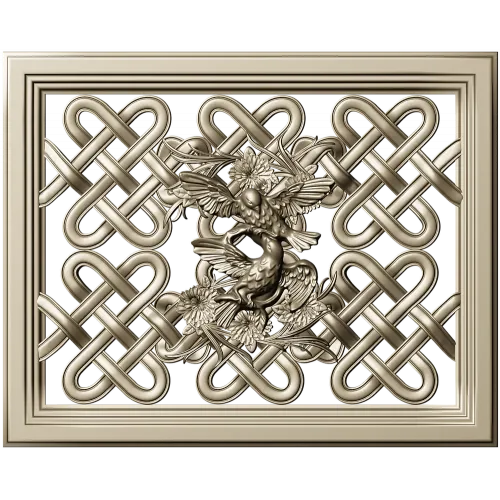 Celtic Knot Lattice Panel with Birds - STL 3D Model for CNC