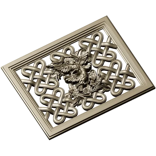 Celtic Knot Lattice Panel with Birds - STL 3D Model for CNC