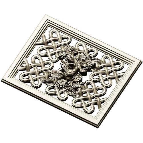 Celtic Knot Lattice Panel with Birds - STL 3D Model for CNC
