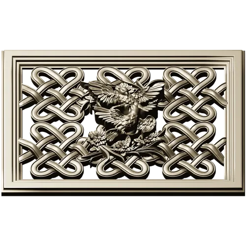 Celtic Knot Lattice Panel with Birds - STL 3D Model for CNC