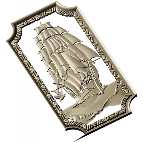 Панель "Парусник на волнах" - 3D модель STL для ЧПУ