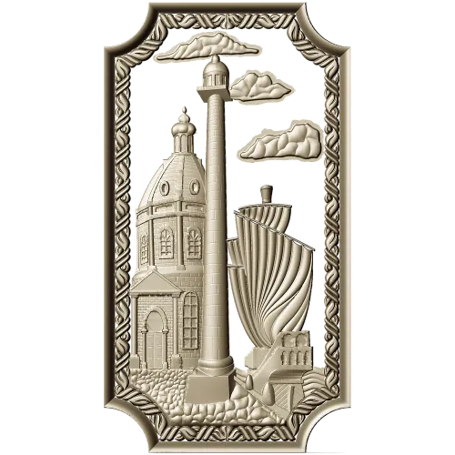 Harbor Relief Panel - STL 3D model for CNC carving