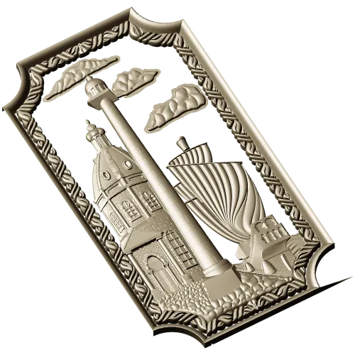 Harbor Relief Panel - STL 3D model for CNC carving