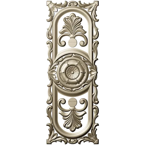 Baroque Vertical Rosette Panel - STL 3D Model for CNC