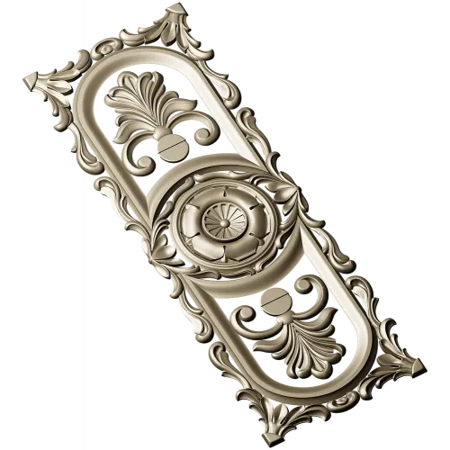 Baroque Vertical Rosette Panel - STL 3D Model for CNC