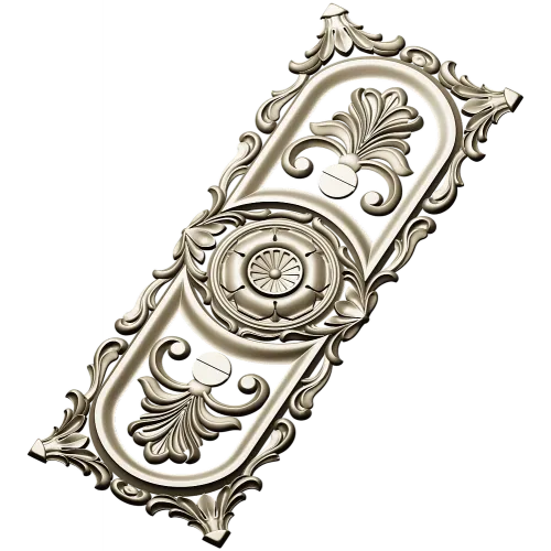 Baroque Vertical Rosette Panel - STL 3D Model for CNC