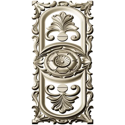 Baroque Vertical Rosette Panel - STL 3D Model for CNC