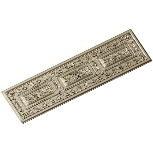 Ornate Acanthus Tri-Medallion Panel STL for CNC