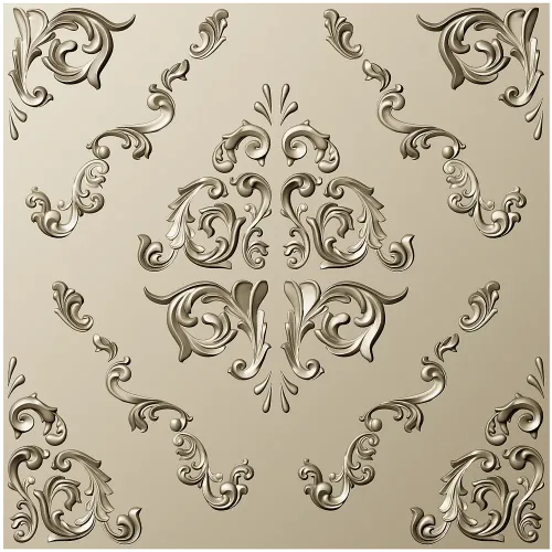 Baroque Square Rosette Panel - STL 3D Model for CNC Router