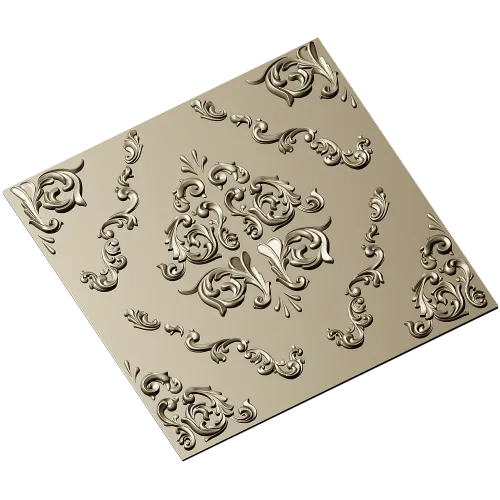 Baroque Square Rosette Panel - STL 3D Model for CNC Router